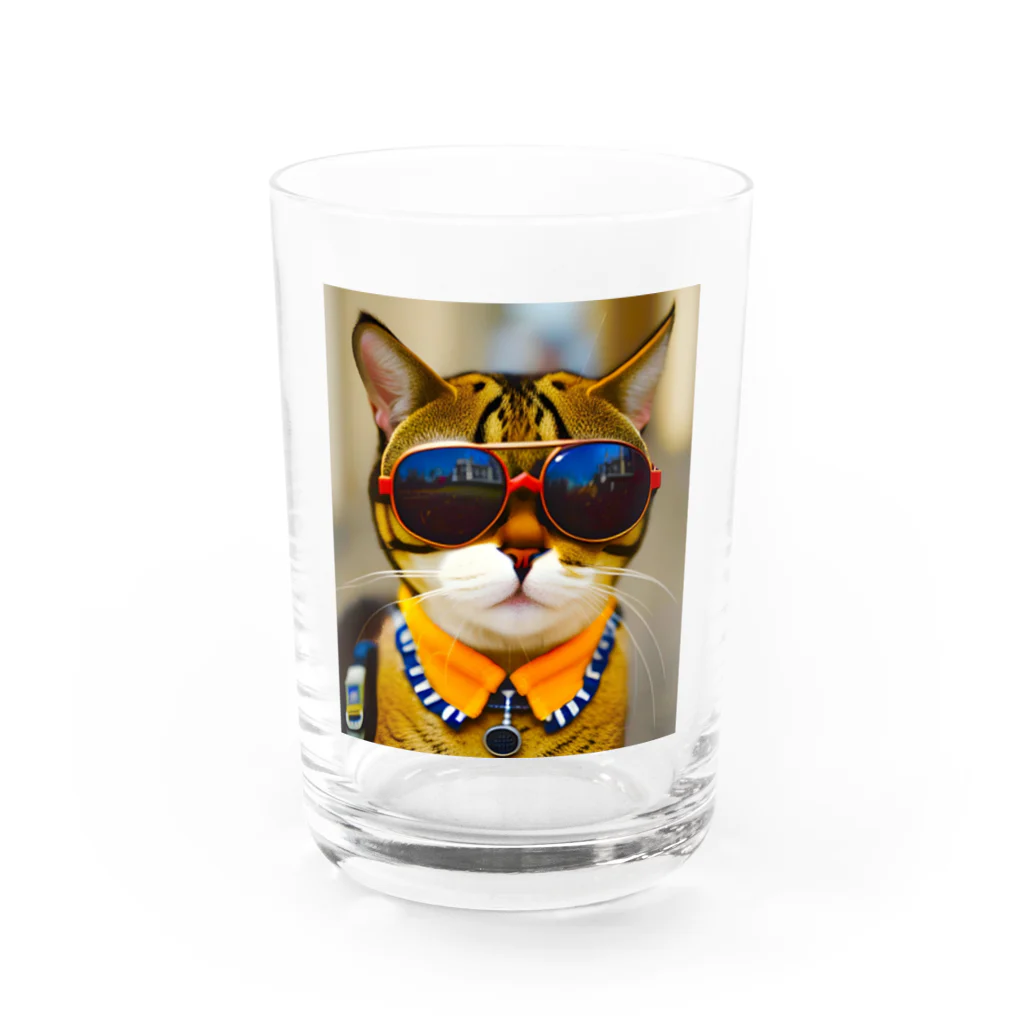 幻想的で創造的の猫にサングラス Water Glass :front