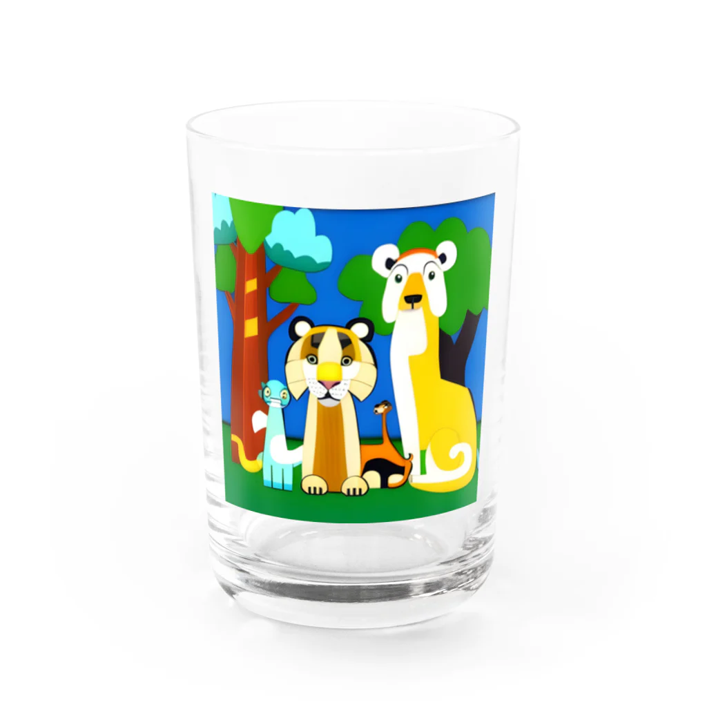 にゃんこショップのレインボーアニマル Water Glass :front