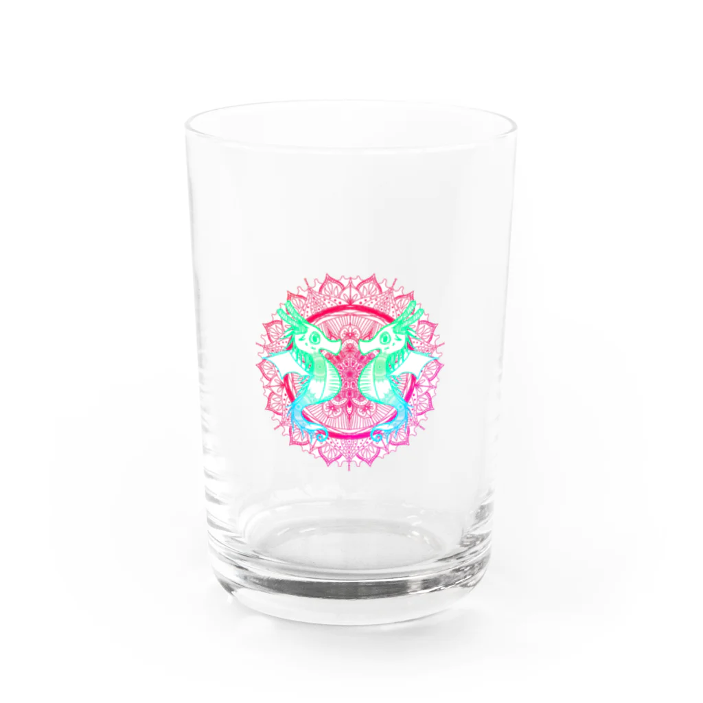 ﾈﾓﾌｨﾗのタツノオトシゴ 曼荼羅 白 Water Glass :front