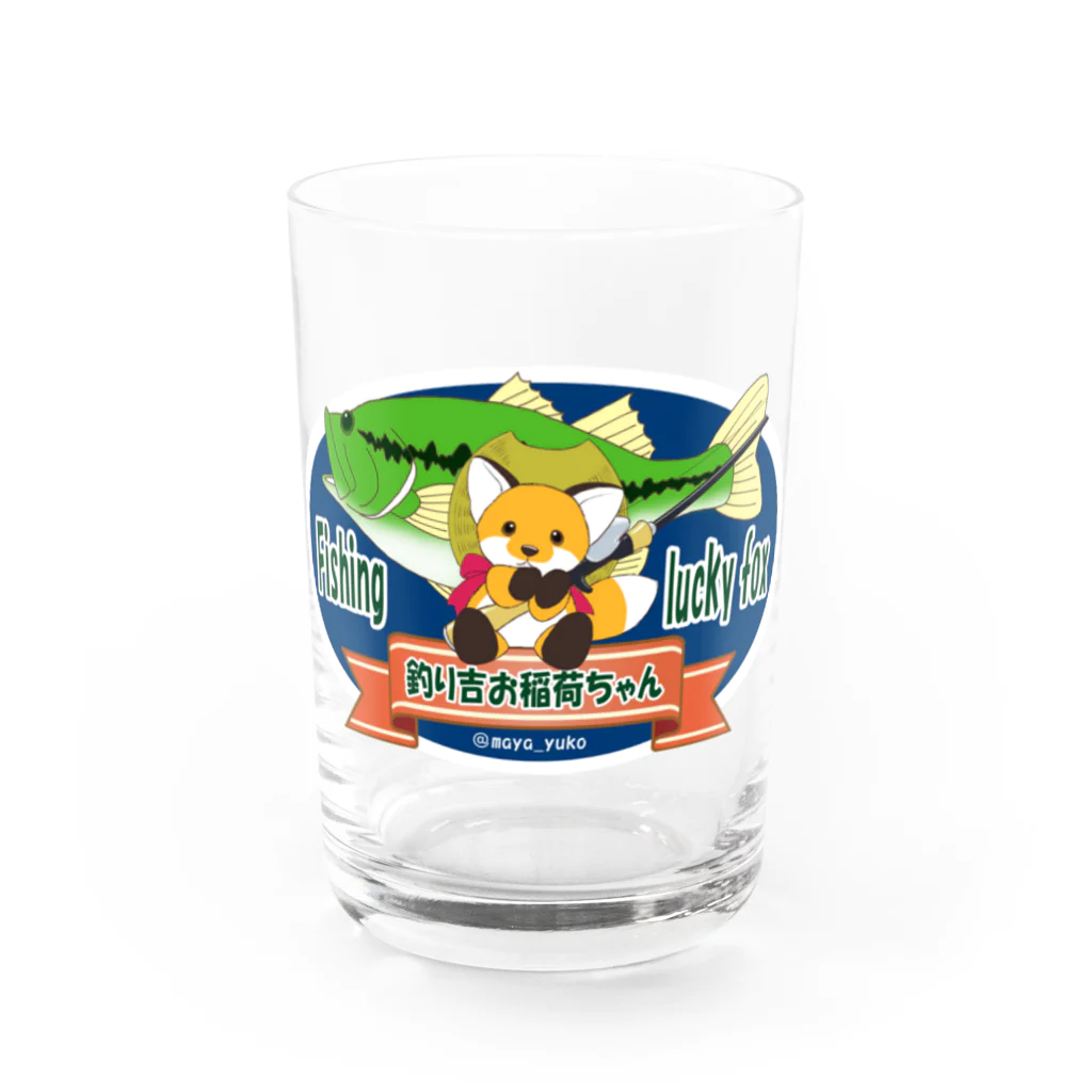 もふもふ♡けもっ娘村　(摩耶夕湖)の『釣り吉お稲荷ちゃん🎣🦊』Ａ楕円型 Water Glass :front