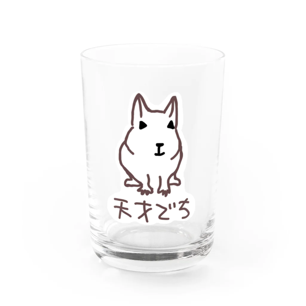 でぐーや　の天才デグー（白背景） Water Glass :front