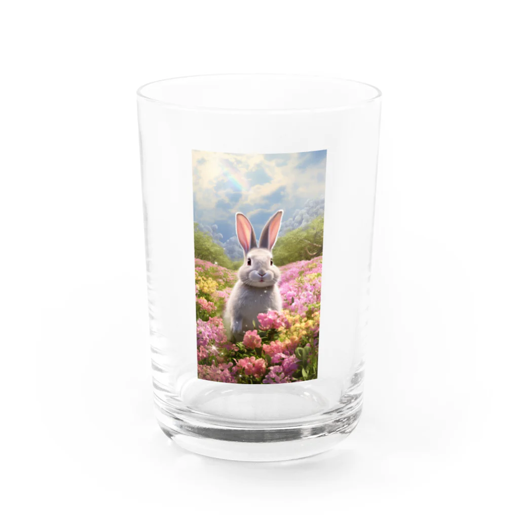 癒しのお部屋の花とうさぎ Water Glass :front