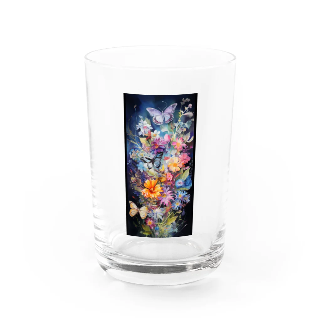 癒しのお部屋の花と蝶I Water Glass :front