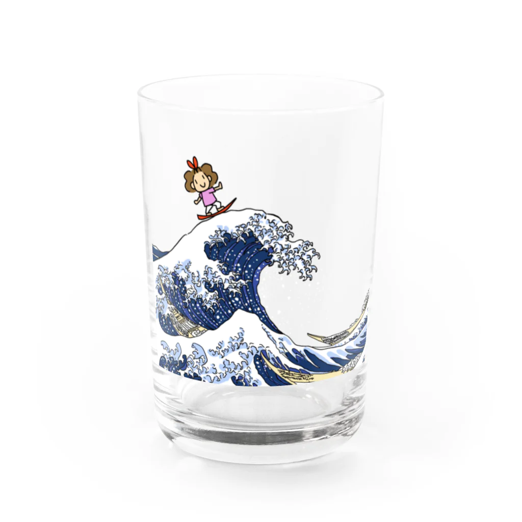 パー子/お絵描きやの波乗りパー子 Water Glass :front