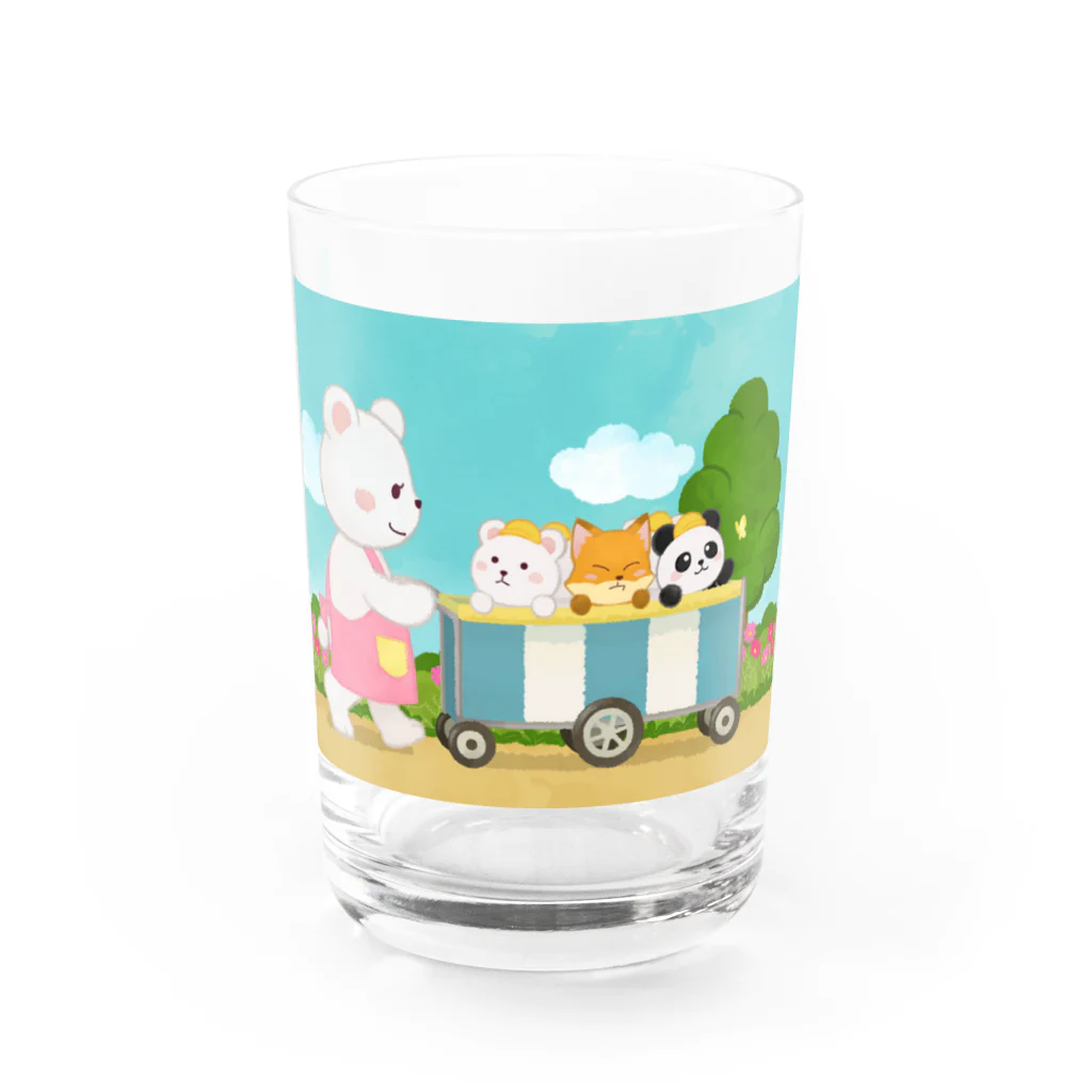 アプリコワークスのくまちゃん・みんなでお散歩 Water Glass :front