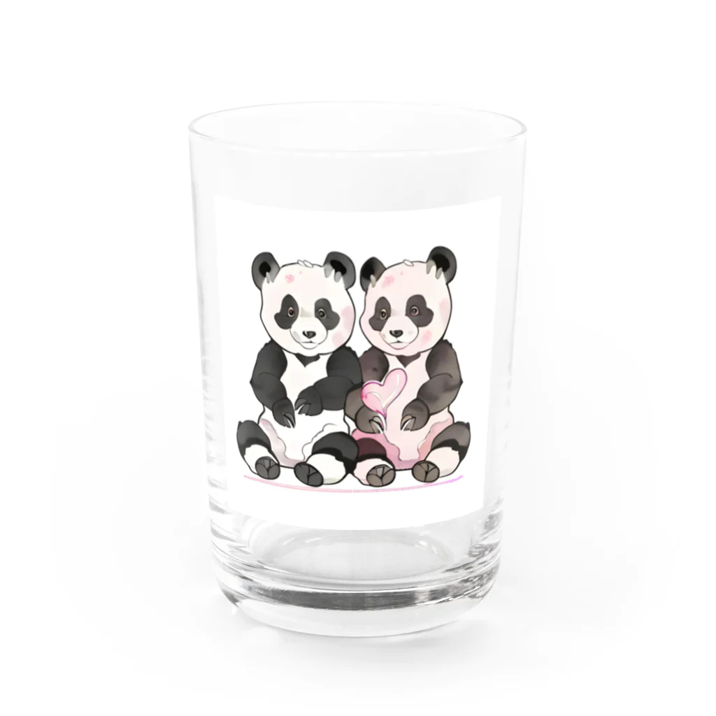 愛を届けるパンダの愛を送るパンダ Water Glass :front