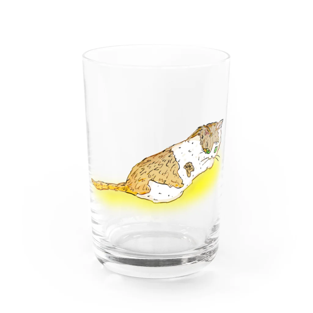 もちけらの長し目ねこちゃん。 Water Glass :front