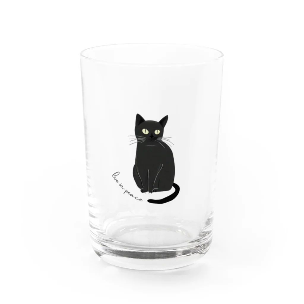 黒猫ショップの黒猫-Live In Peace- Water Glass :front