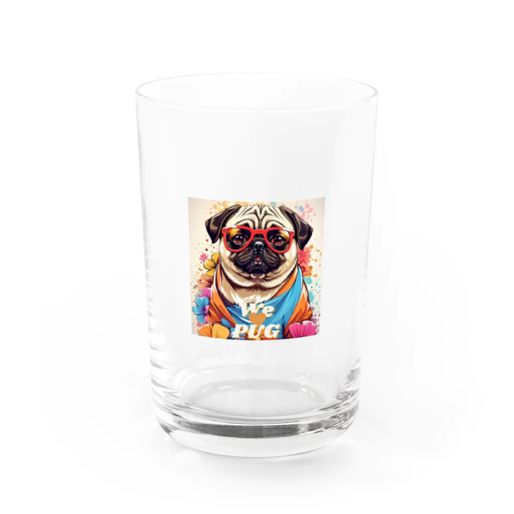 LEONのWe♥PUG　色彩（パグ大好き！） Water Glass :front