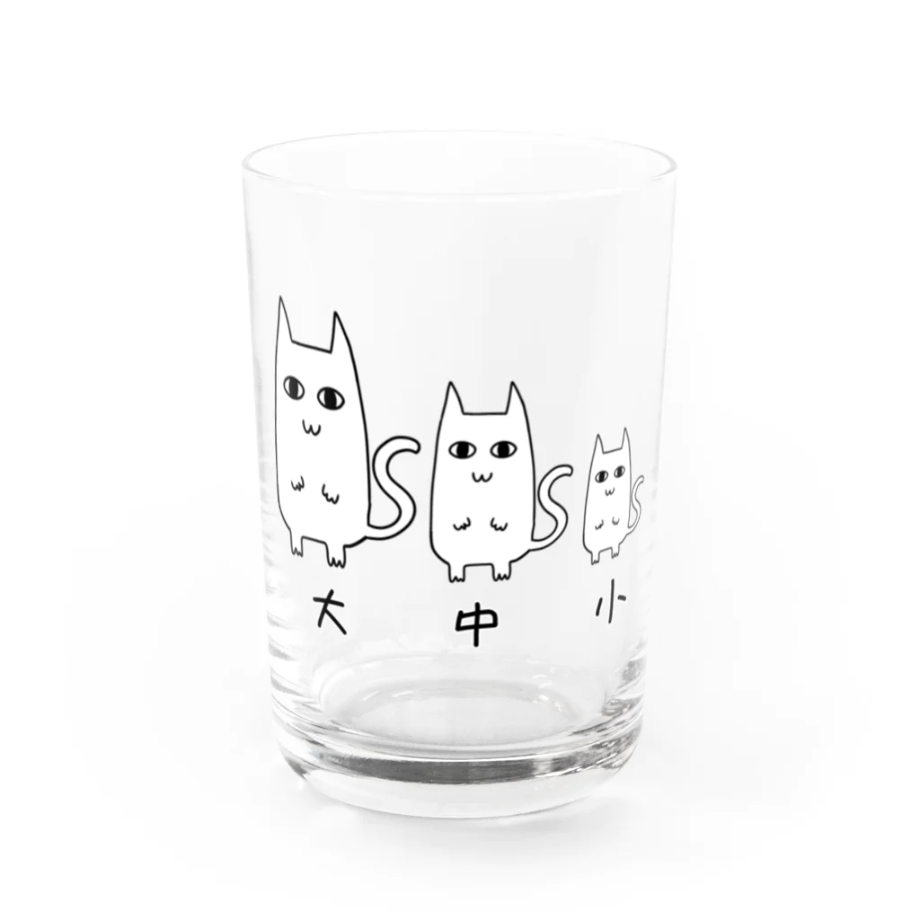 蓮の咲く場所の壁画みたいなネコ  (大中小) Water Glass :front