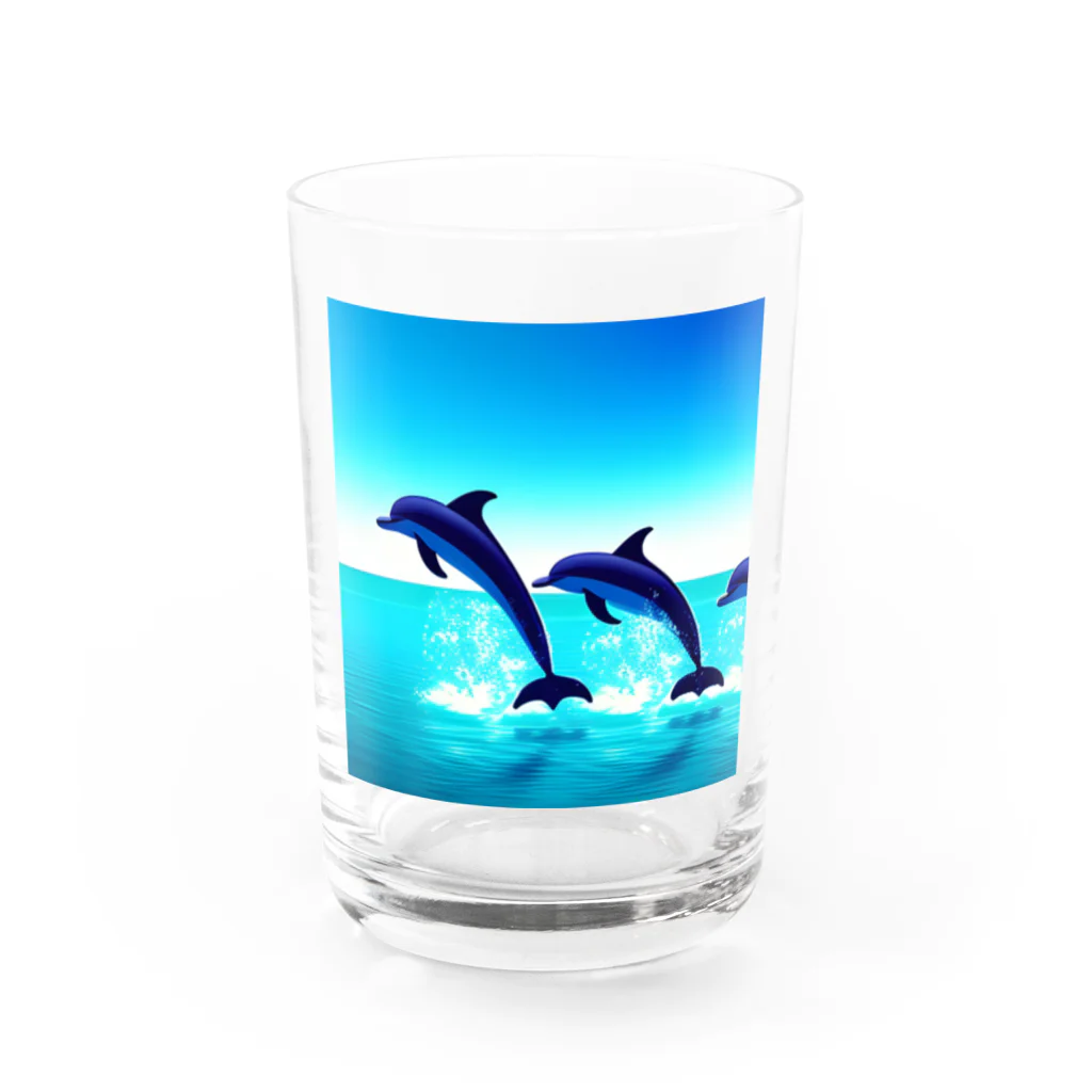 Warm houseの愉快なイルカたち Water Glass :front