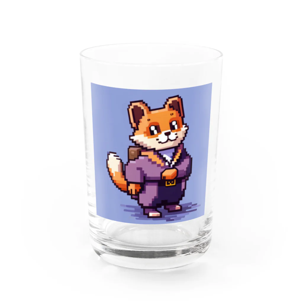 街の雑貨屋さんのかわいいたぬきのドット絵グッズ Water Glass :front