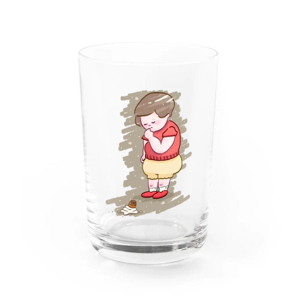 あじつけのりのソフトクリーム落としちゃった子 Water Glass :front