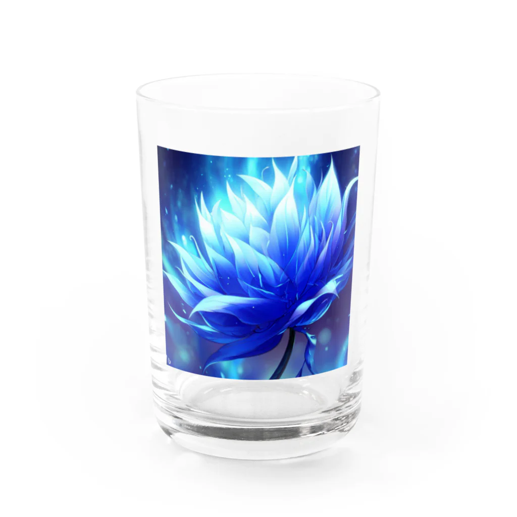 まよの幻想的なブルーフラワー Water Glass :front