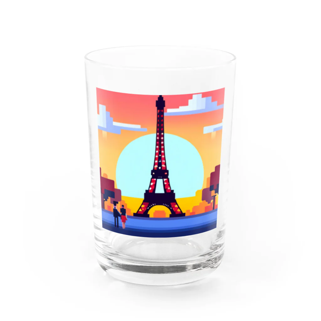shibasannのフランスの風景のピクセルアート Water Glass :front