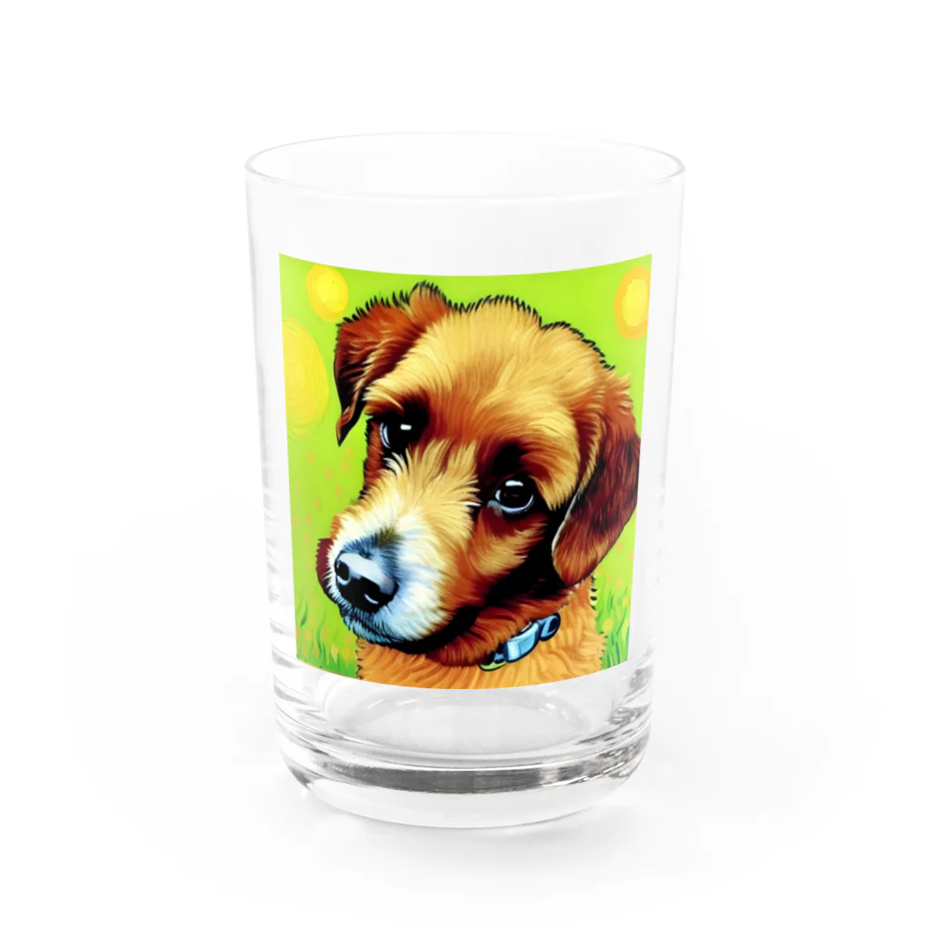 ハッピー・ディライト・ストアの見つめる愛犬 Water Glass :front