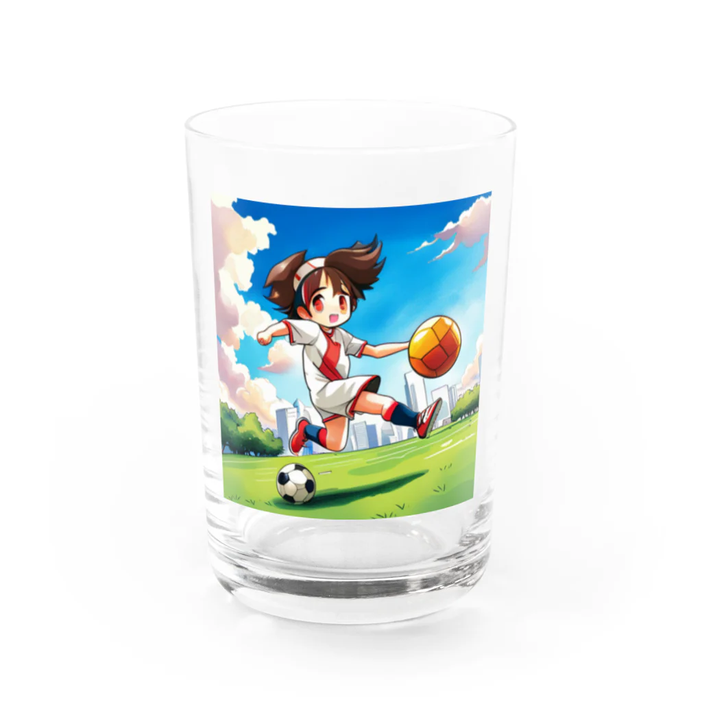 八雲のサッカーガール Water Glass :front