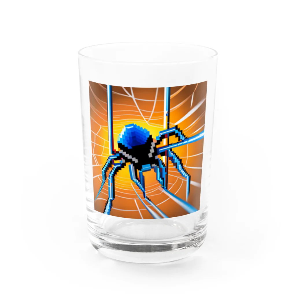 yorozuya4628のドット絵　クモ　スパイダー　ピクセル画像 Water Glass :front