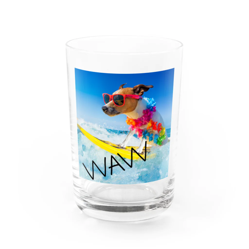 HANIの犬 サーフィンデザイン Water Glass :front