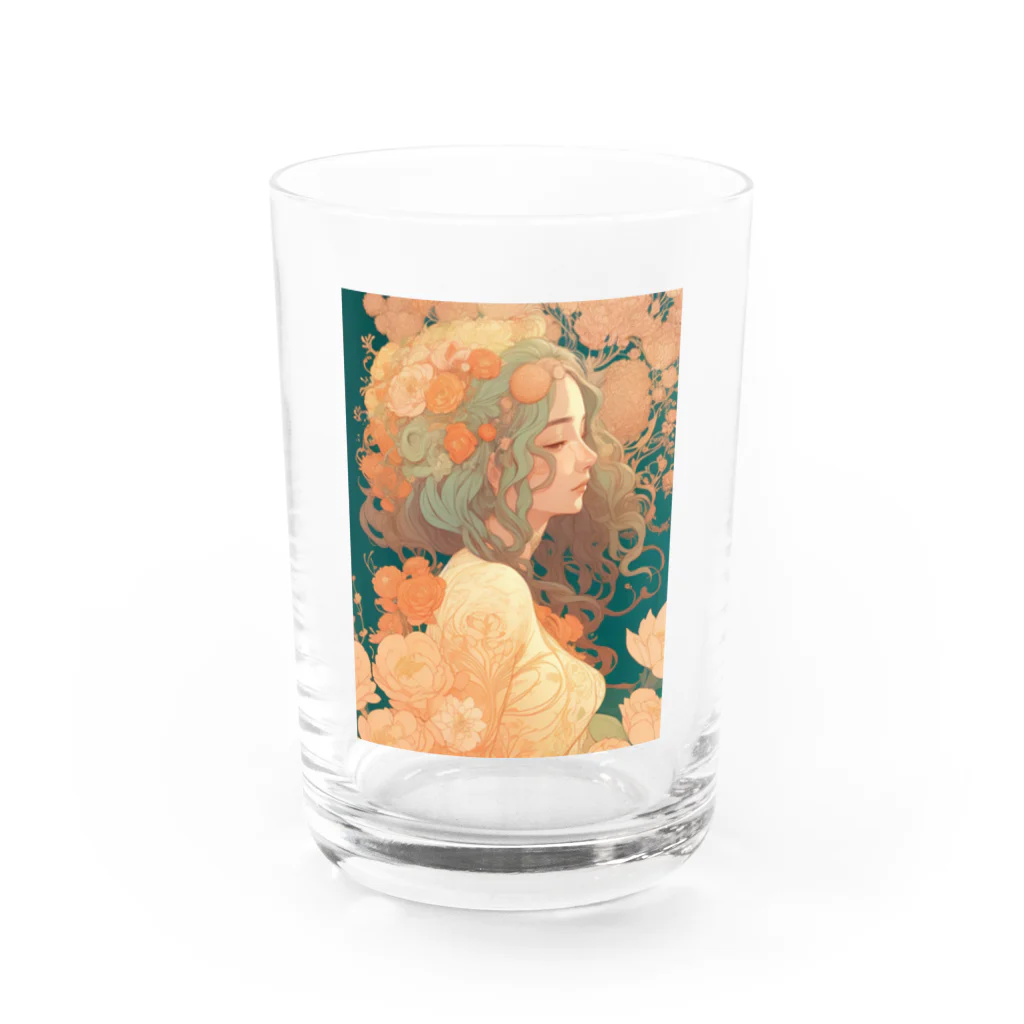 mumusの女性のイラストグッズ Water Glass :front