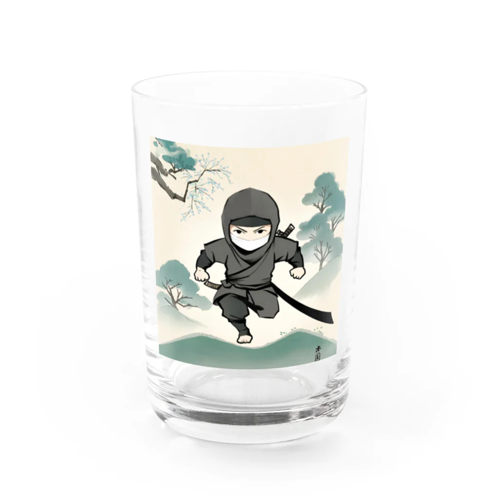 忍者の忍者のイラストグッズ Water Glass :front