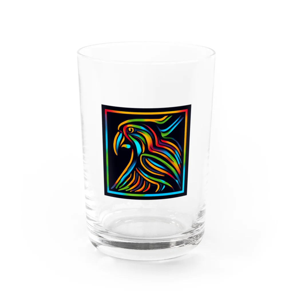 ikubohのナスカの地上絵「オウム」インスパイア08 Water Glass :front