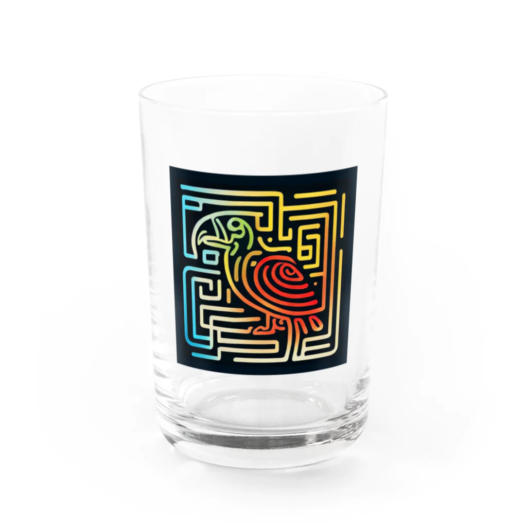 ikubohのナスカの地上絵「オウム」インスパイア09 Water Glass :front