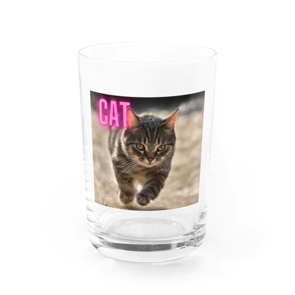 TAIYO 猫好きのピンクロゴCAT 狩猟風 Water Glass :front