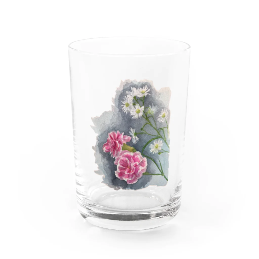 おやぽんのカーネーションと孔雀草ダイカット Water Glass :front