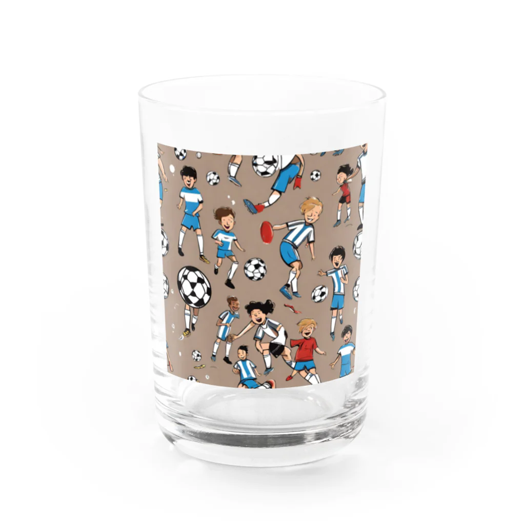 子供と嫁と時々わたしのサッカー小僧 Water Glass :front