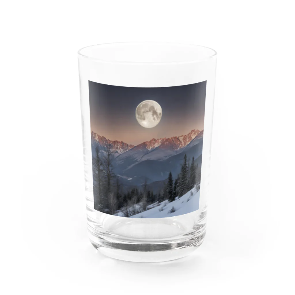 やすてぃの山から昇る月 Water Glass :front