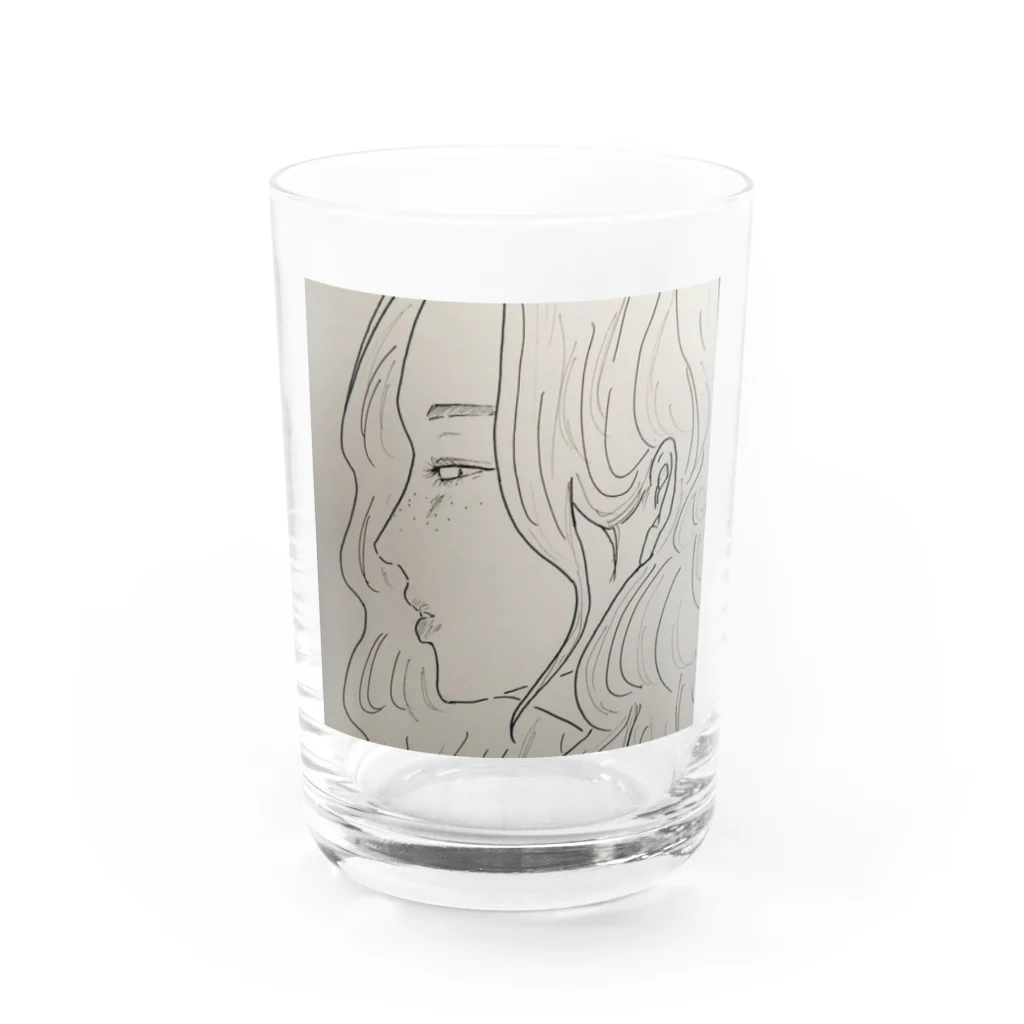 MARIEMONの女の子(横顔) Water Glass :front