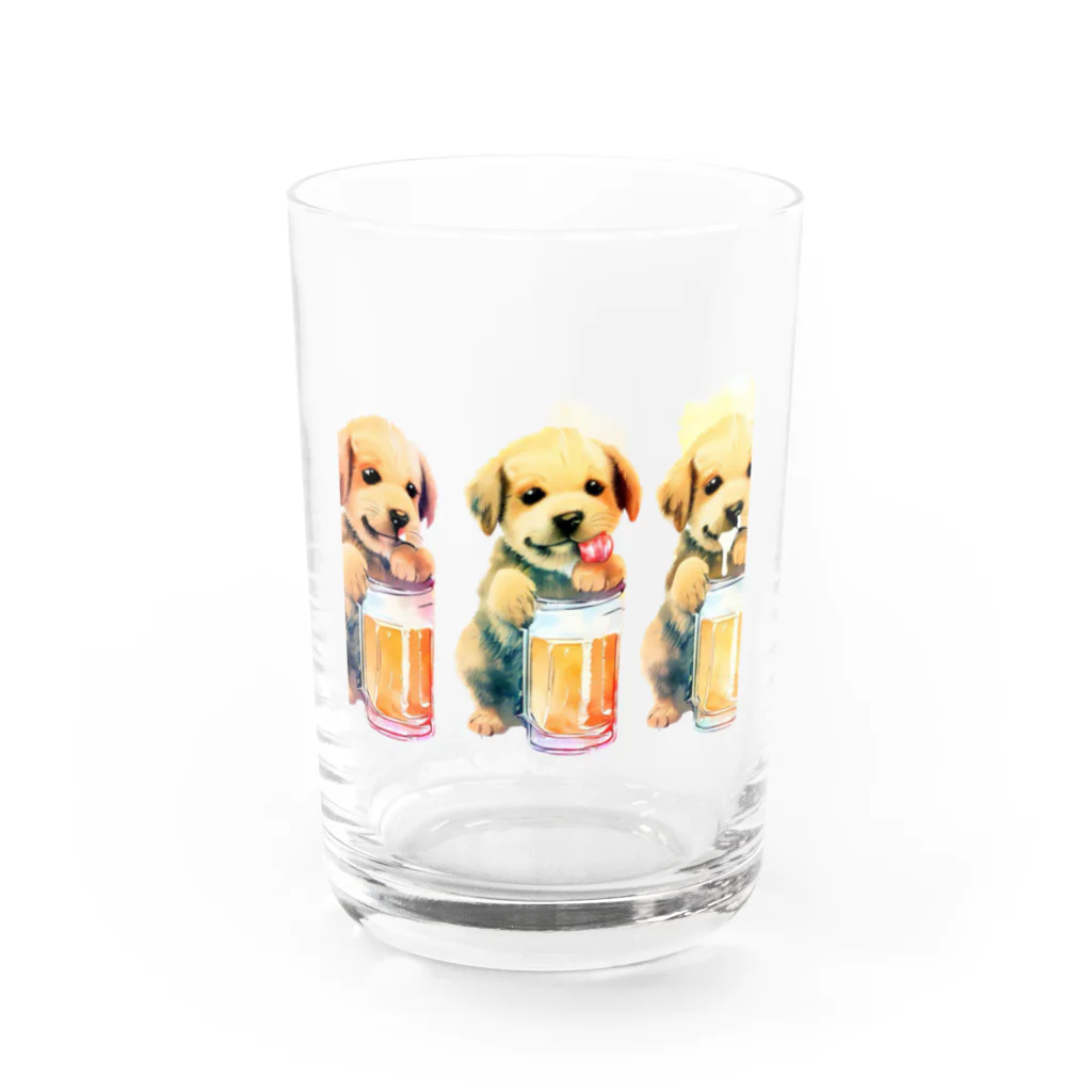 ✴︎Tiara shop✴︎のビール好きの犬 Water Glass :front