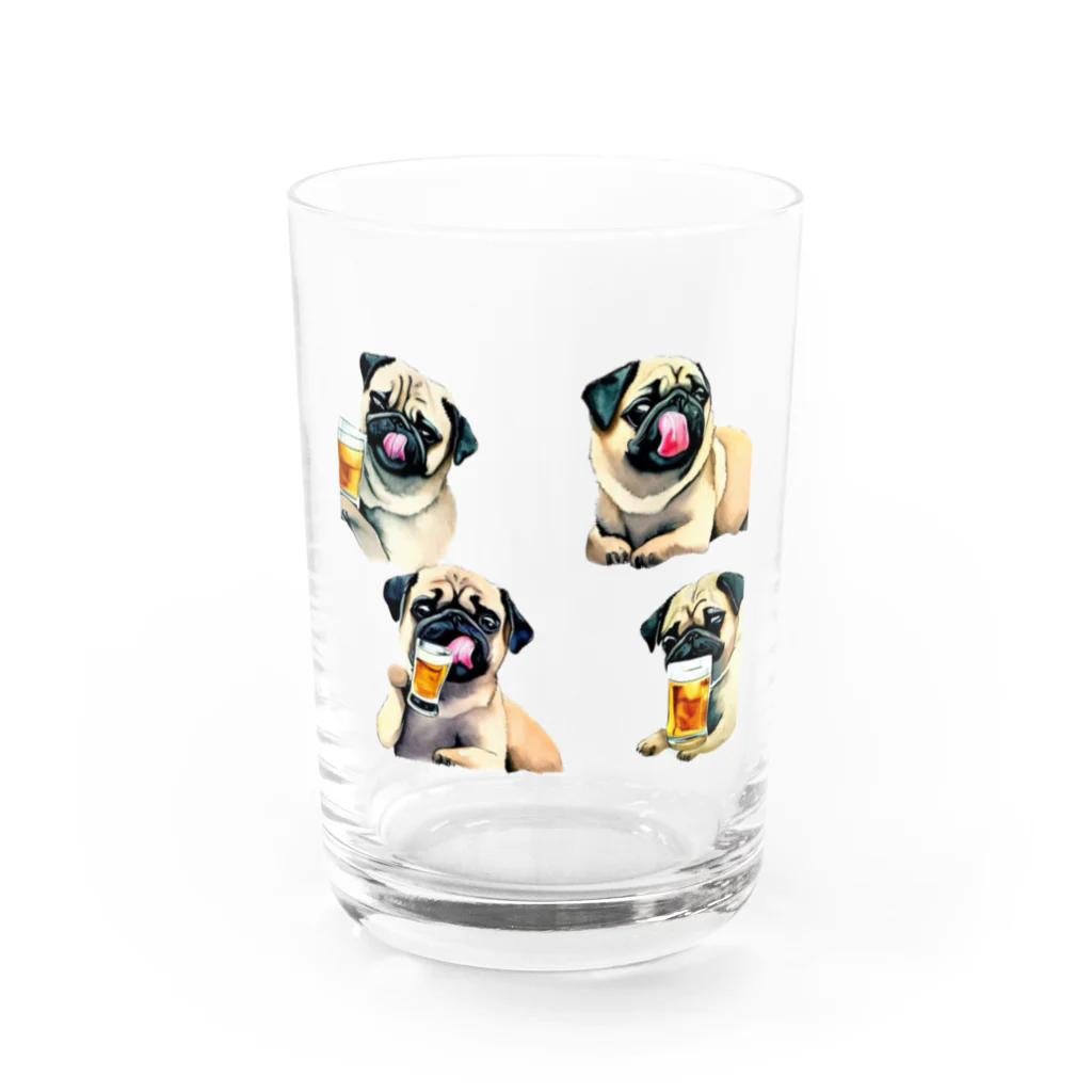 ✴︎Tiara shop✴︎のビール好きの犬 Water Glass :front