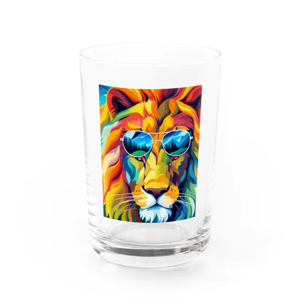 りくかいくう動物園のワイルドライオン Water Glass :front