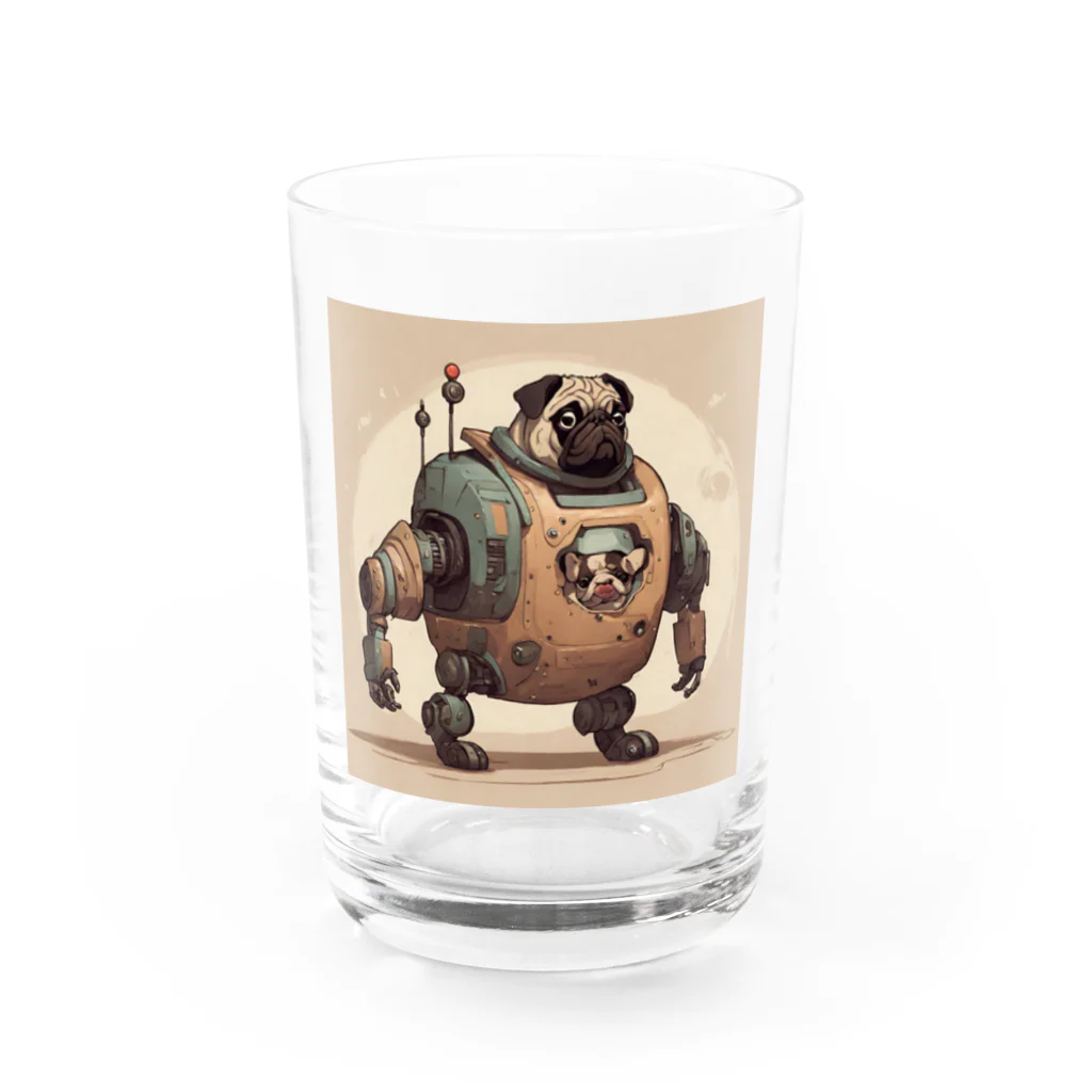 PUGおやじのロボパグ出動 Water Glass :front