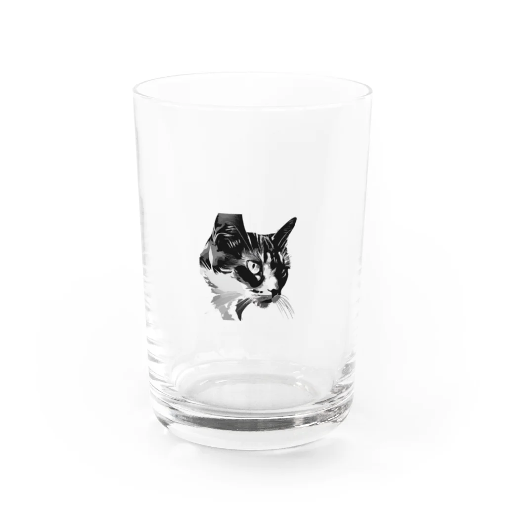 Xmasaのモノクロキャット Water Glass :front