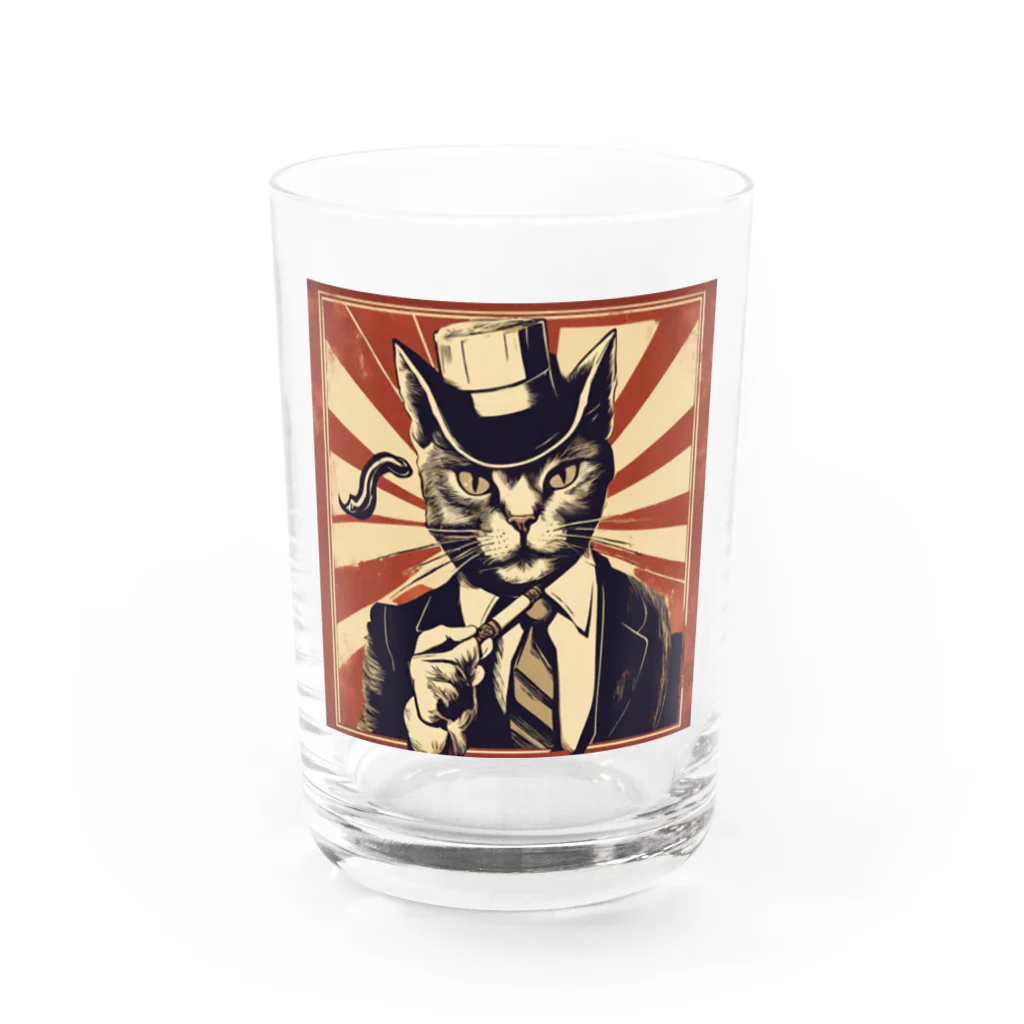 瑠璃座のダンディネコ Water Glass :front