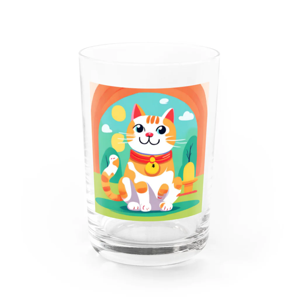 ラクダの店の愛くるしい招き猫 Water Glass :front