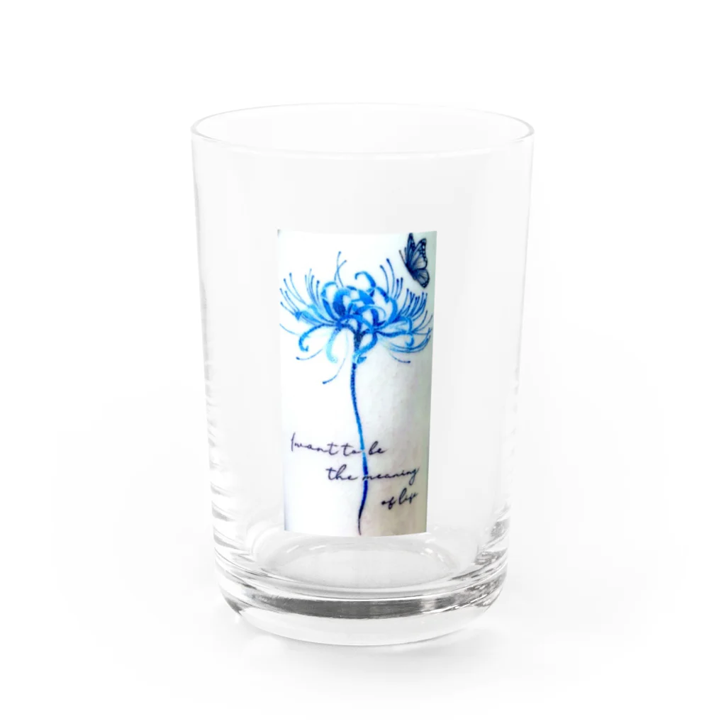 れの彼岸花.🦋色あり Water Glass :front