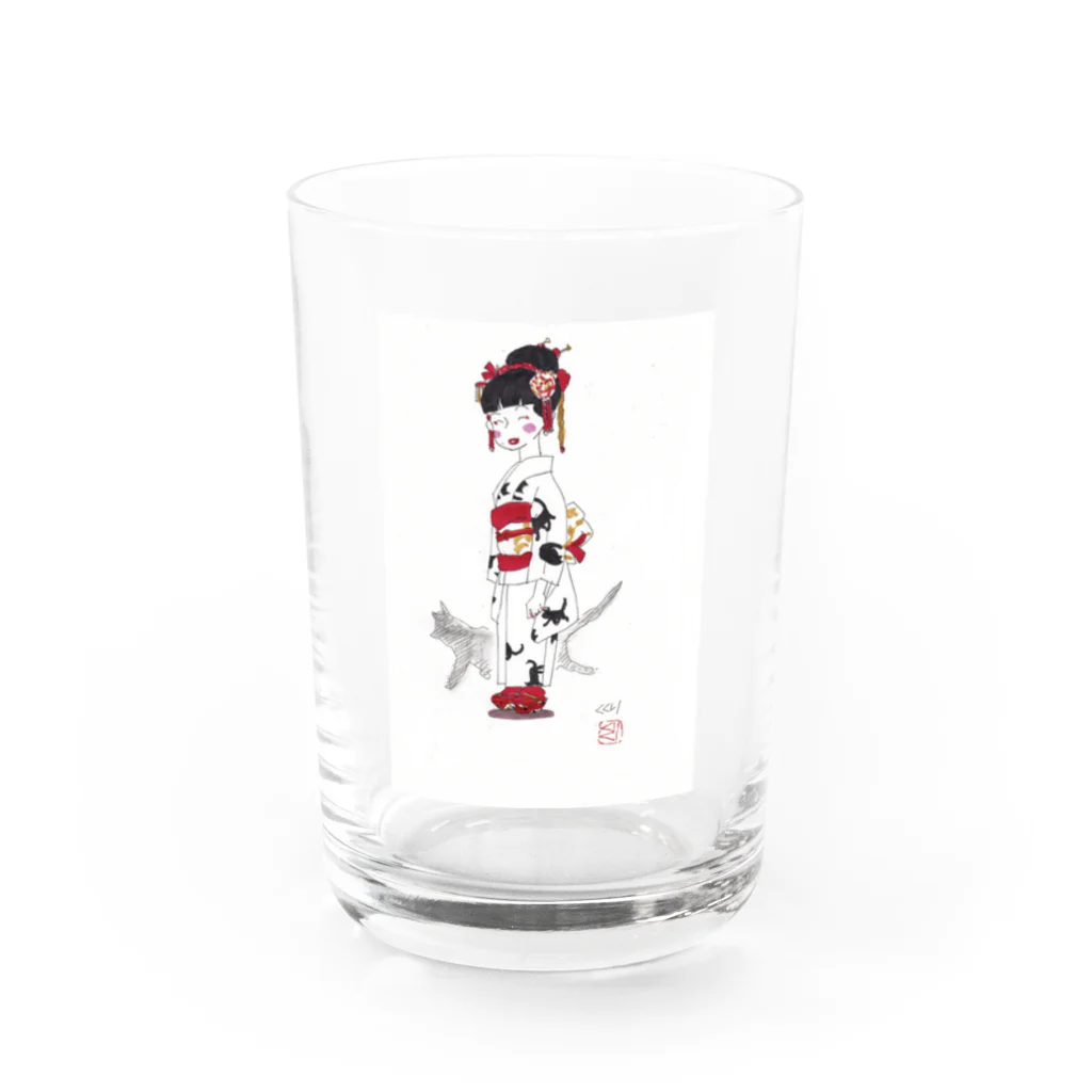 kukuri1957のお店の黒猫ちゃん Water Glass :front