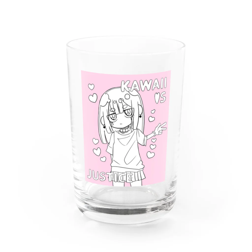 ライカのお店屋さんのKAWAII女の子（桃色） Water Glass :front
