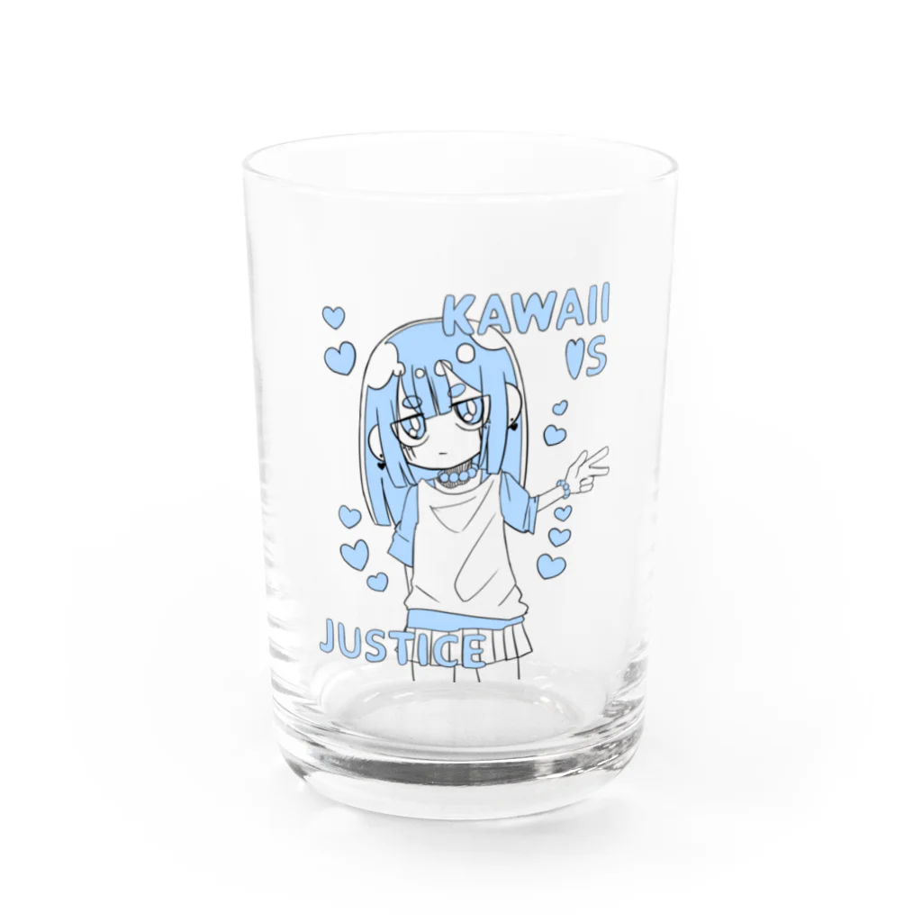 ライカのお店屋さんのKAWAII女の子（空色） Water Glass :front