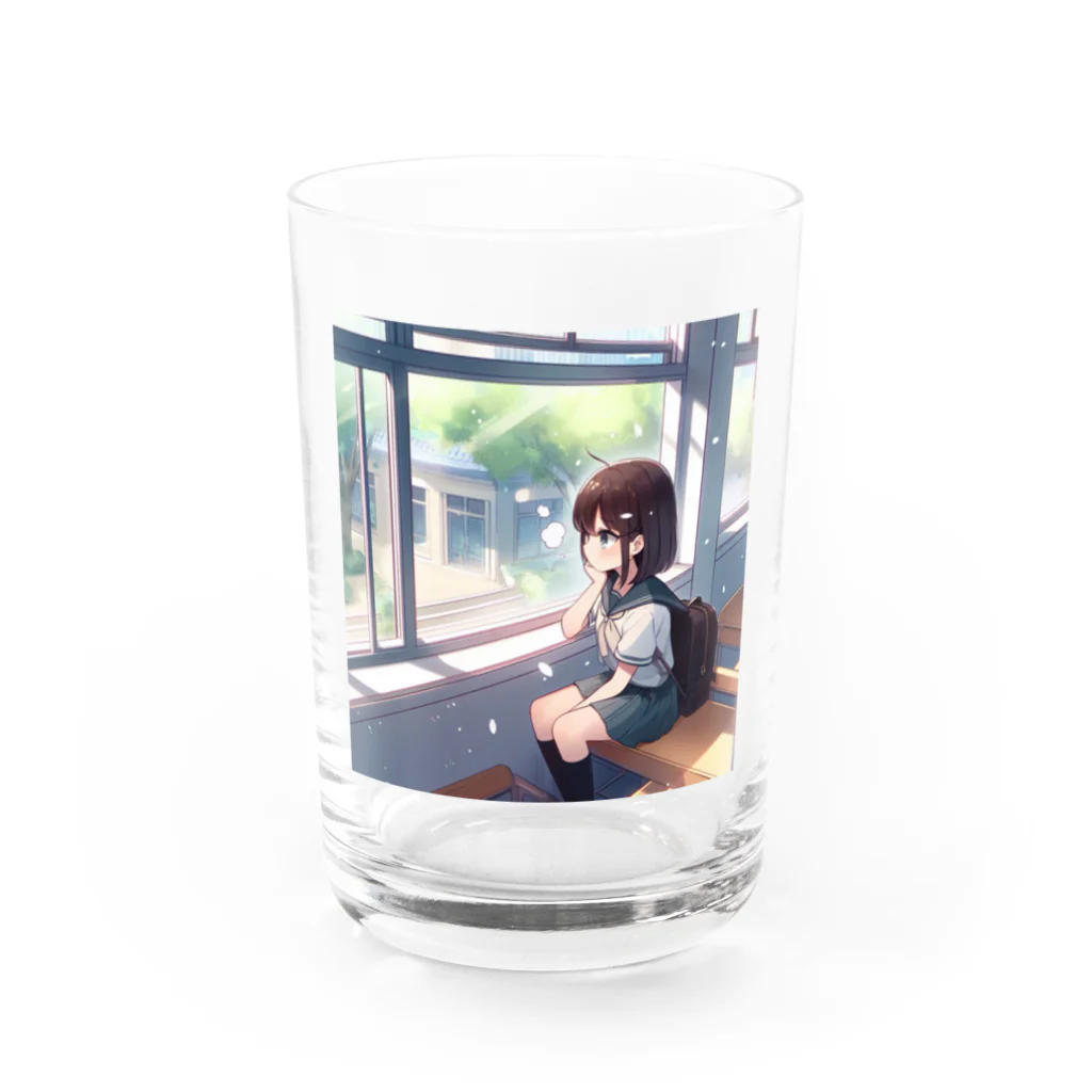 AI Creative Hub（AIクリエイティブハブ）の窓際の女子高生 Water Glass :front