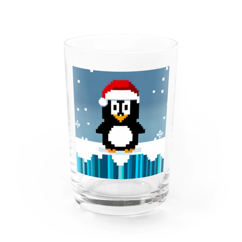 フリーダムのクリスマスの陽気なペンギン Water Glass :front