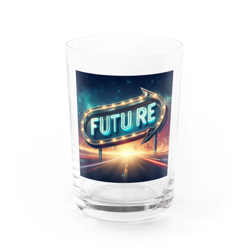 ワンダーワールド・ワンストップのFUTURE　文字入り未来を感じさせるイラスト Water Glass :front