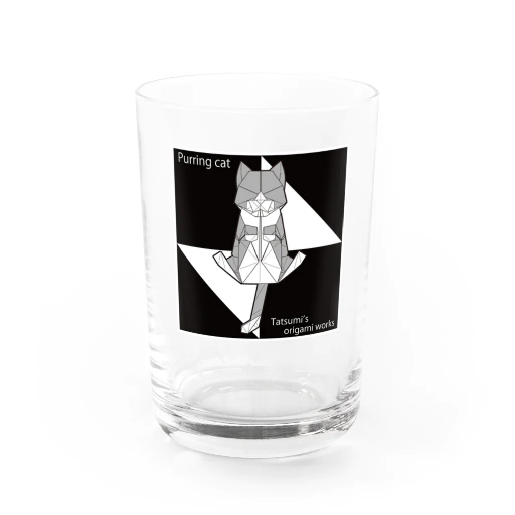 Tatsumi’s origami worksのOrigami Purring cat Water Glass :front