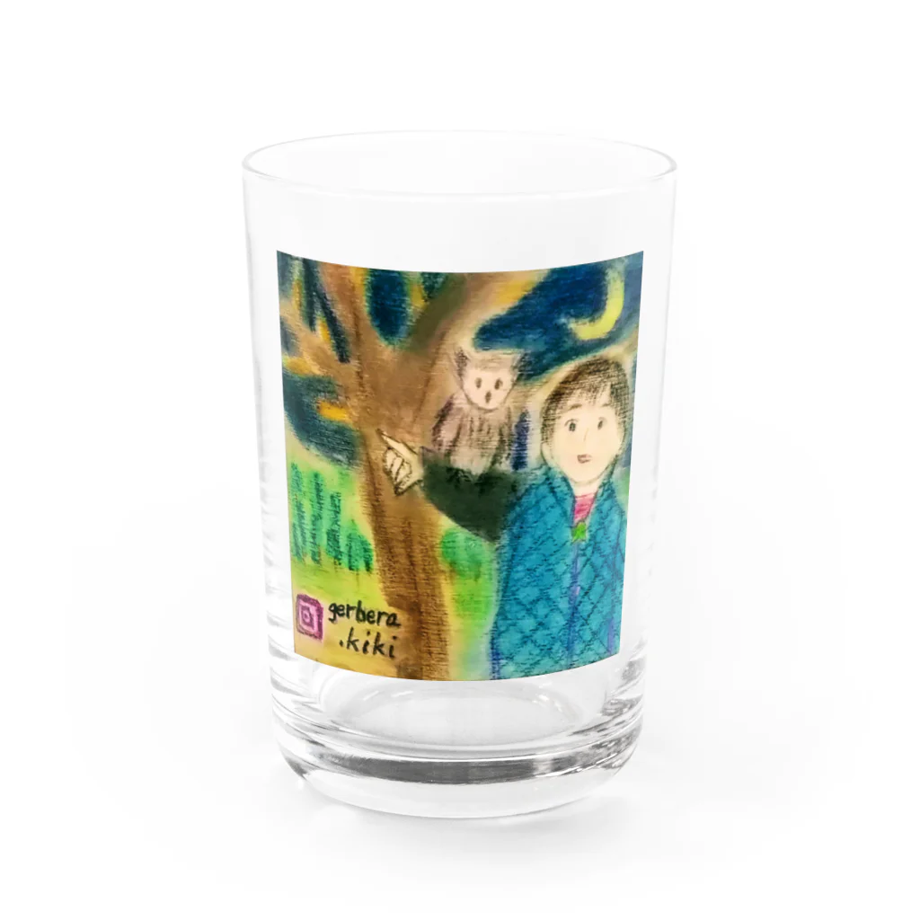 キキとココからのいおちゃん＆フクロウくん Water Glass :front