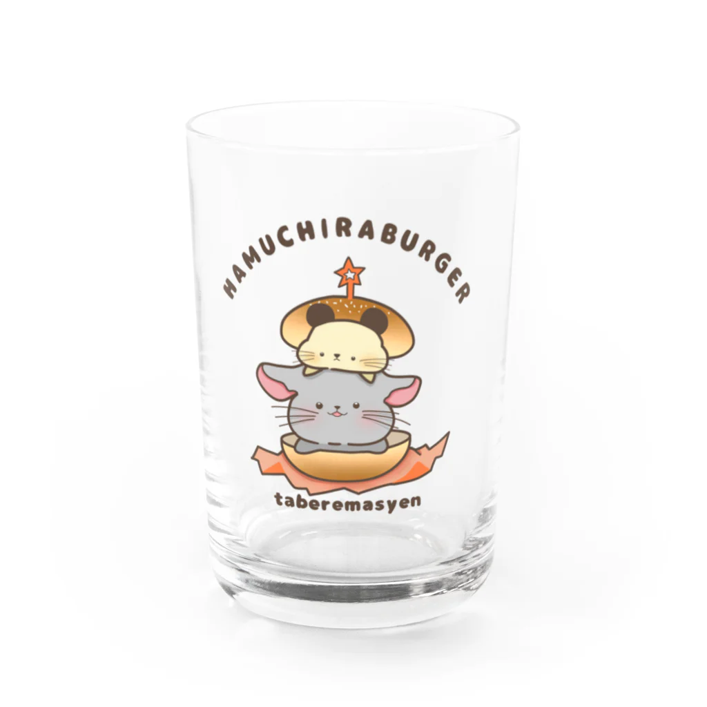 ハムスターとチンチラ kinchan_kohakuのはむちらバーガー(ハムスター、チンチラ) Water Glass :front