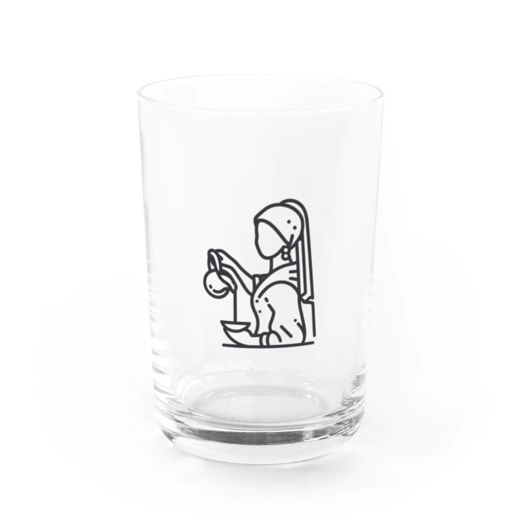 リーリャの牛乳を注ぐ真珠の耳飾りの少女 Water Glass :front